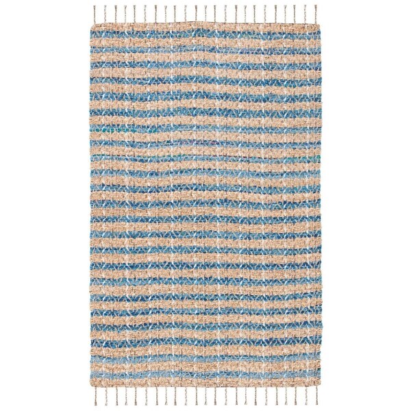 Safavieh 8 x 10 ft. Cape Cod Contemporary Rectangle Hand Woven Rug Blue & Natural CAP844M-8 - main